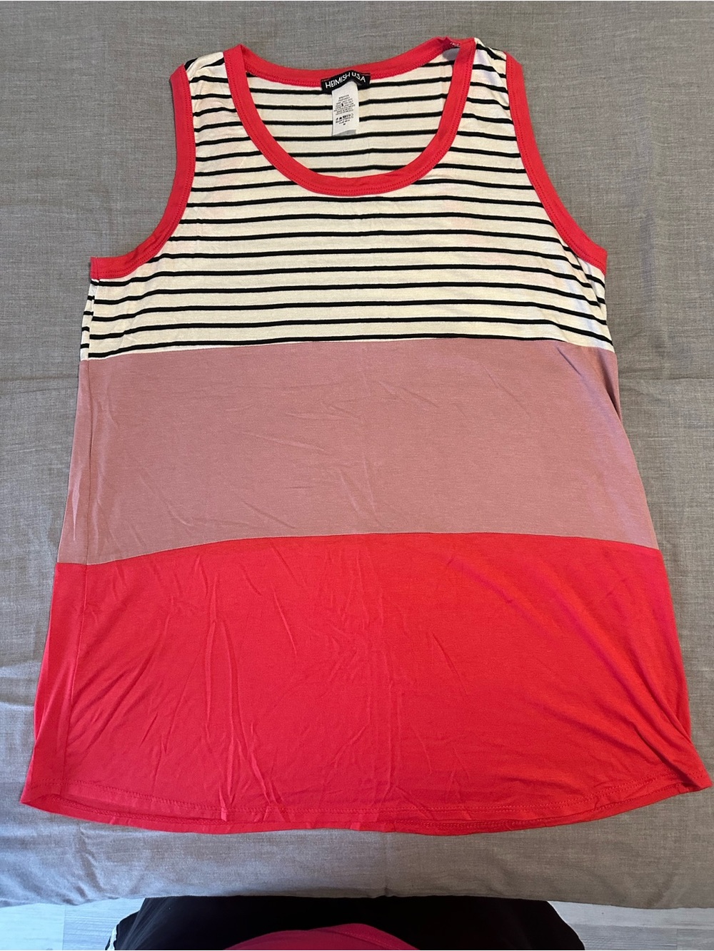 HEIMISH USA Pink  Colorblock Striped Tank Top